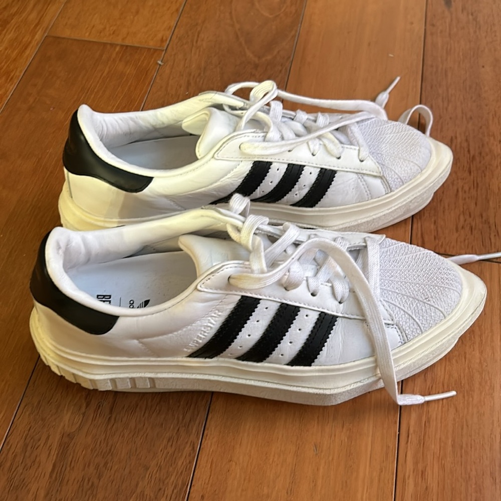 adidas White Sneakers with Black Stripes
